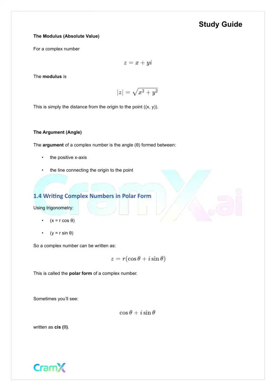 Trigonometry - Polar Coordinates and Complex Numbers, page 3