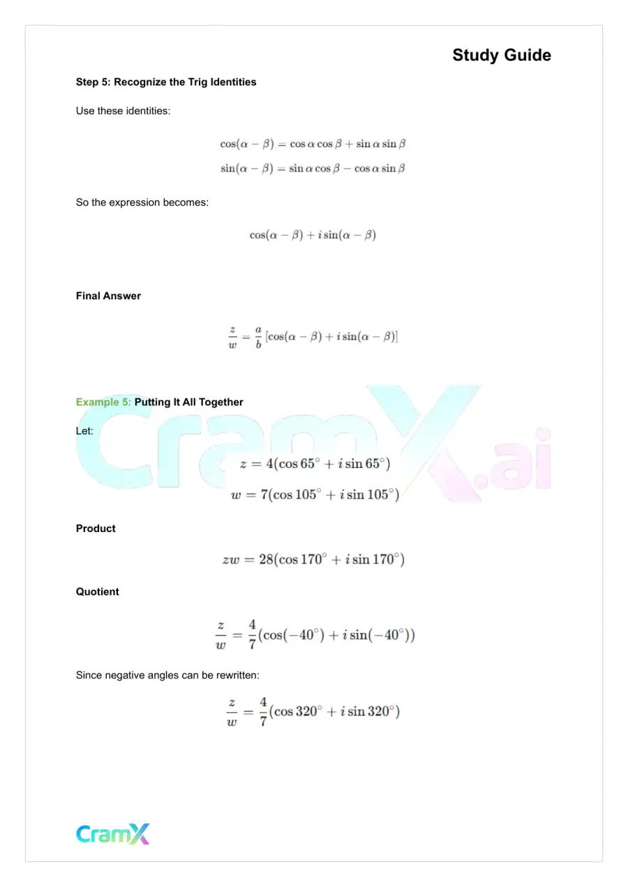 Trigonometry - Polar Coordinates and Complex Numbers, page 8