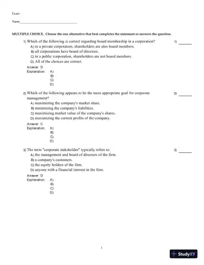 Fundamentals Of Corporate Finance, Sixth Canadian Edition Test Bank - Page 1 preview image