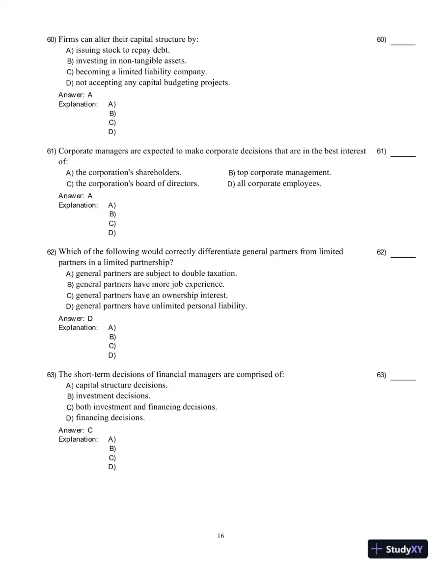Fundamentals Of Corporate Finance, Sixth Canadian Edition Test Bank, page 17