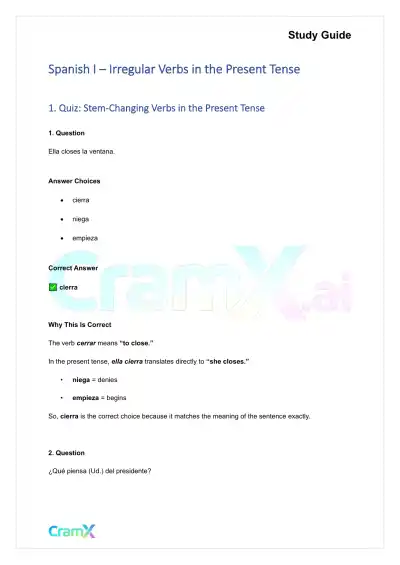 Spanish I - Irregular Verbs in the Present Tense - Page 1 preview image