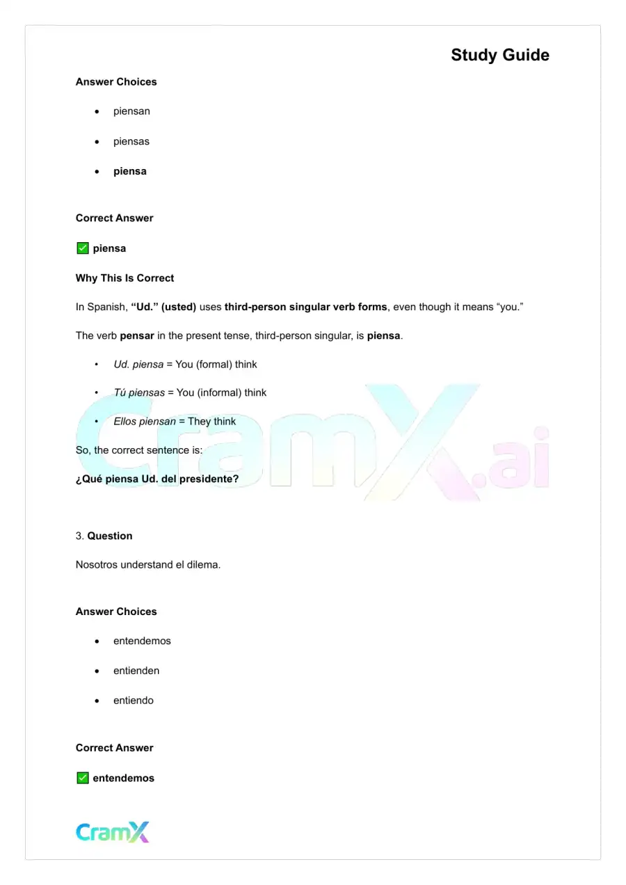 Spanish I - Irregular Verbs in the Present Tense, page 2