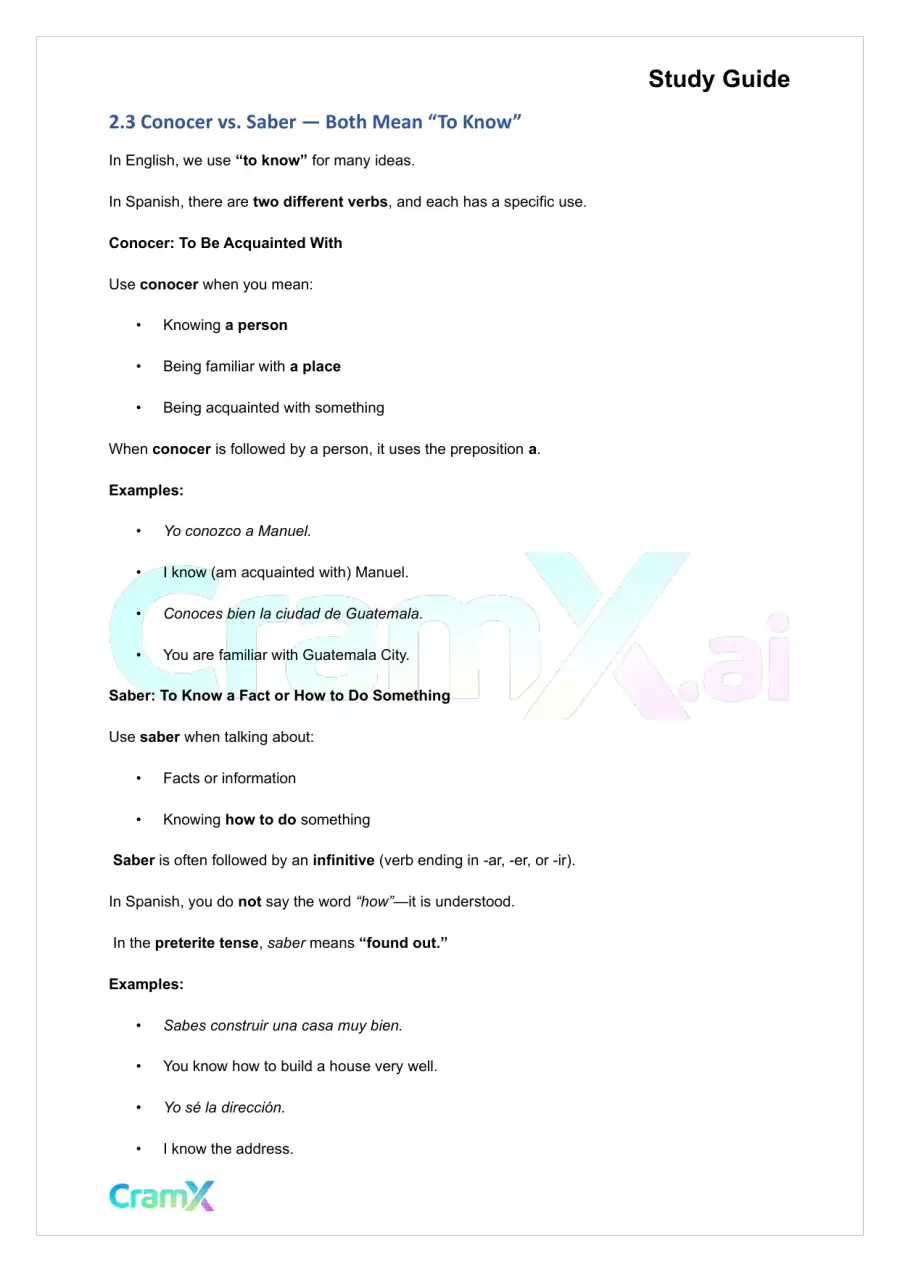 Spanish I - Irregular Verbs in the Present Tense, page 9