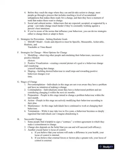 An Invitation To Health, Third Canadian Edition Lecture Notes - Page 10 preview image