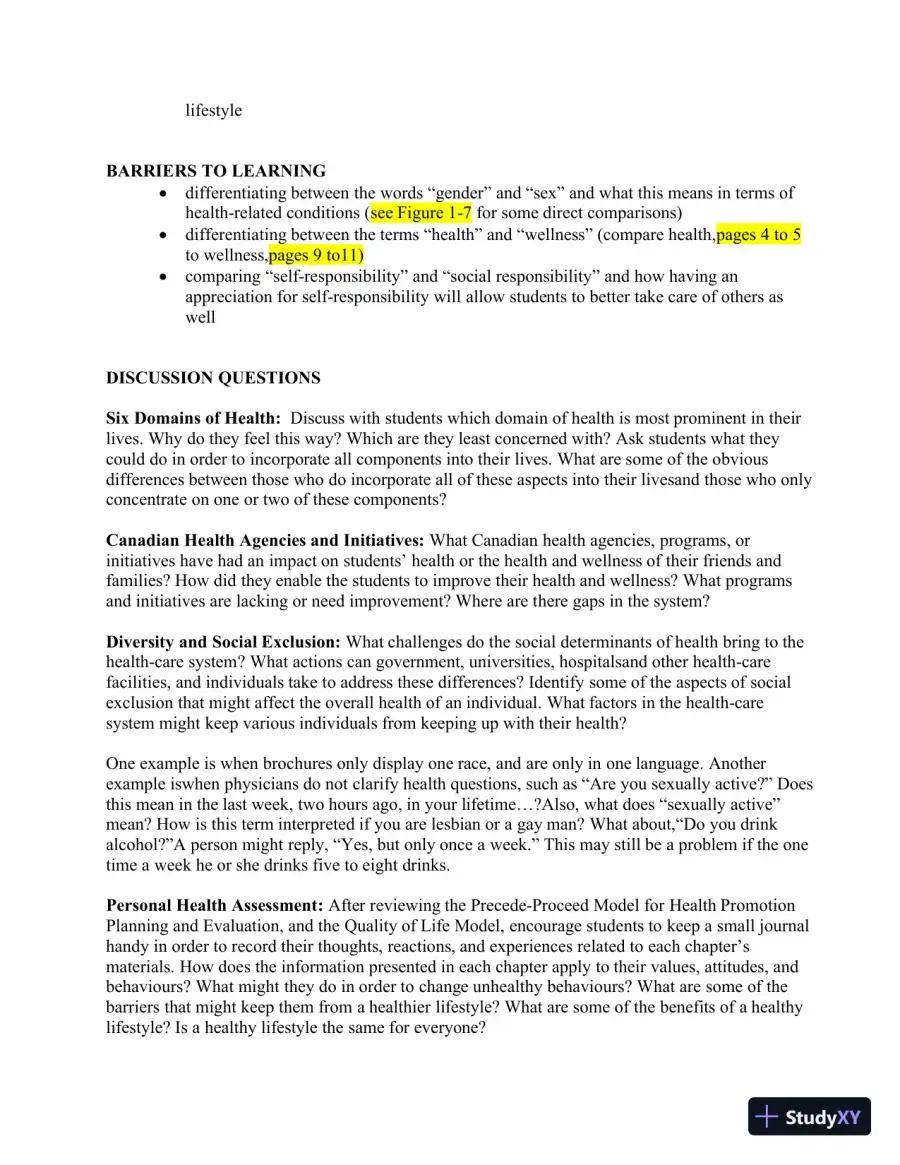 An Invitation To Health, Third Canadian Edition Lecture Notes, page 12