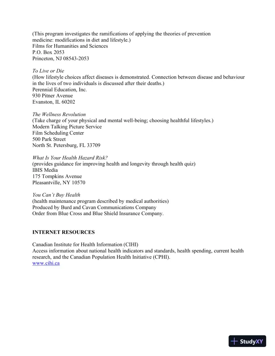 An Invitation To Health, Third Canadian Edition Lecture Notes, page 18