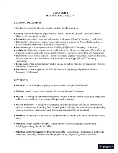 An Invitation To Health, Third Canadian Edition Lecture Notes - Page 26 preview image