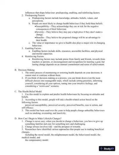 An Invitation To Health, Third Canadian Edition Lecture Notes - Page 9 preview image