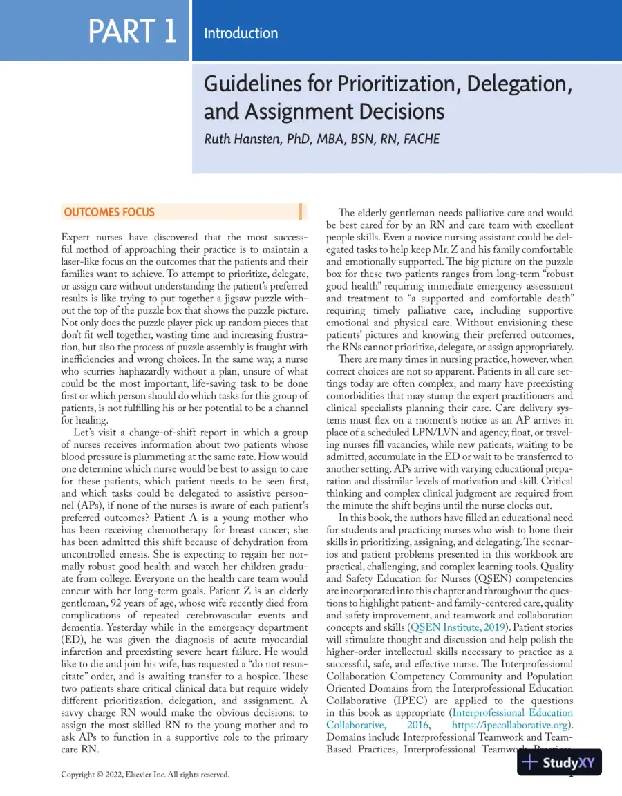 Prioritization, Delegation, and Assignment: Practice Exercises for the NCLEX-RN® Examination (2021), page 12
