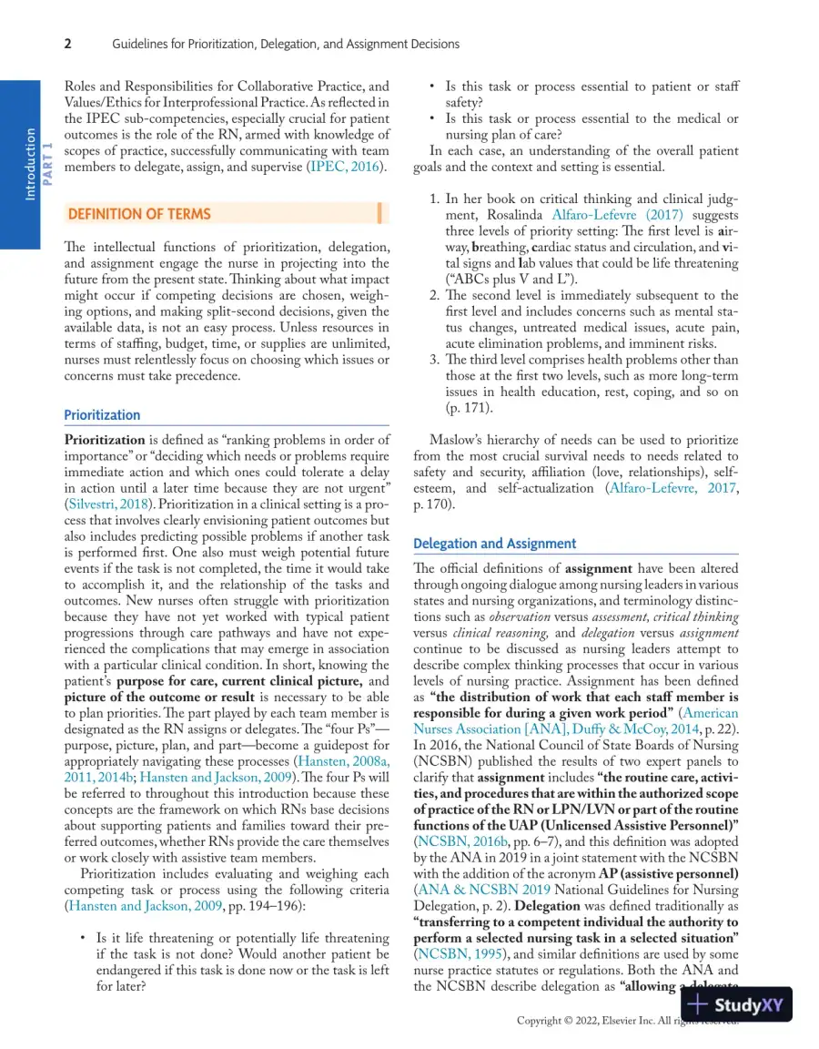 Prioritization, Delegation, and Assignment: Practice Exercises for the NCLEX-RN® Examination (2021), page 13