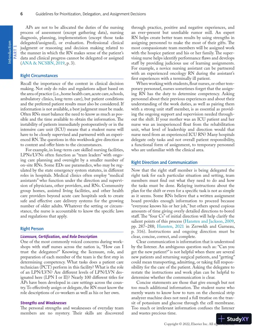 Prioritization, Delegation, and Assignment: Practice Exercises for the NCLEX-RN® Examination (2021), page 17