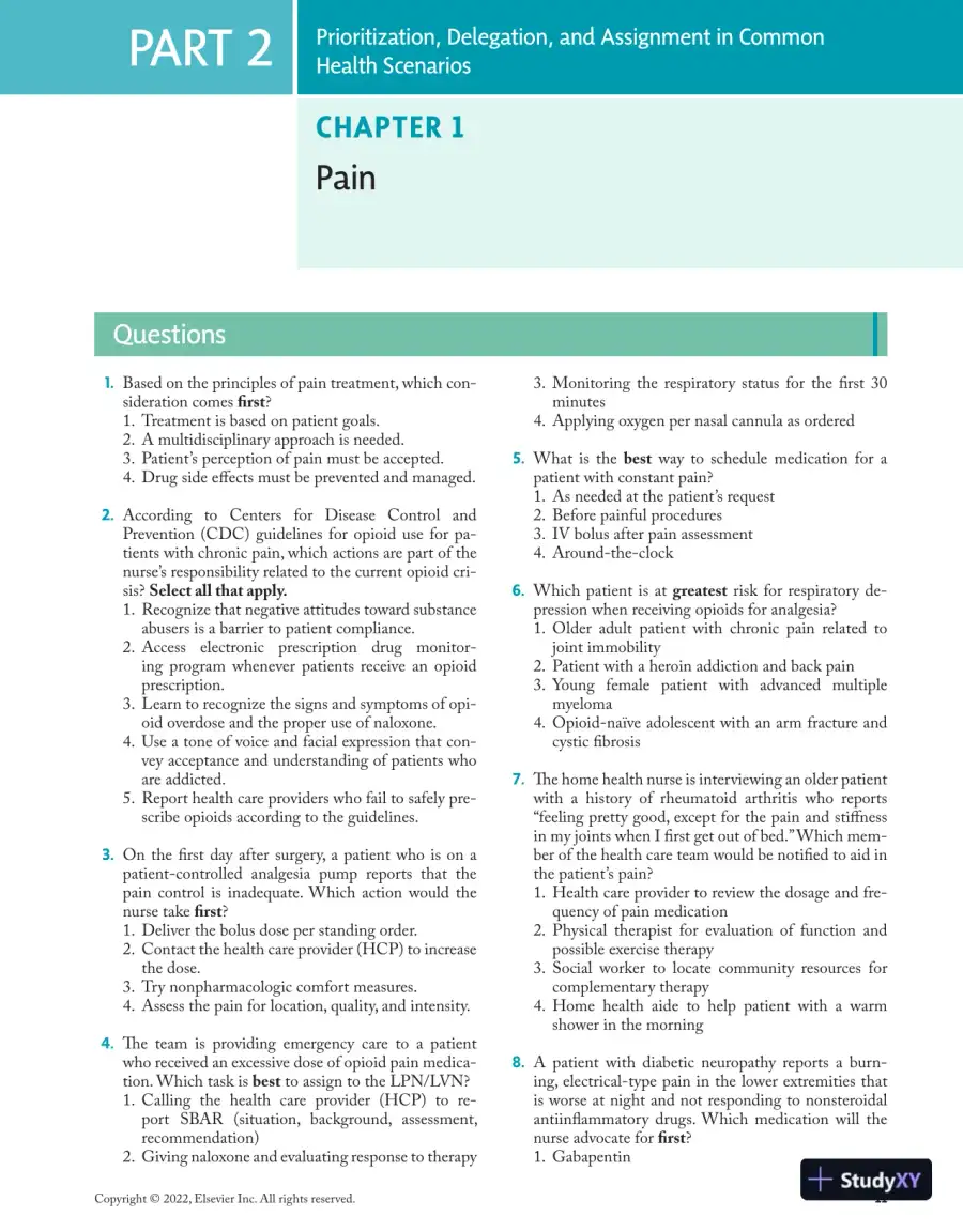 Prioritization, Delegation, and Assignment: Practice Exercises for the NCLEX-RN® Examination (2021), page 22