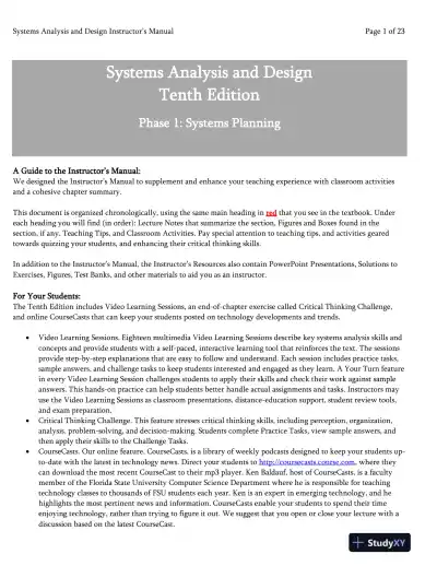 Systems Analysis And Desig, 10th Edition Class Notes - Page 1 preview image