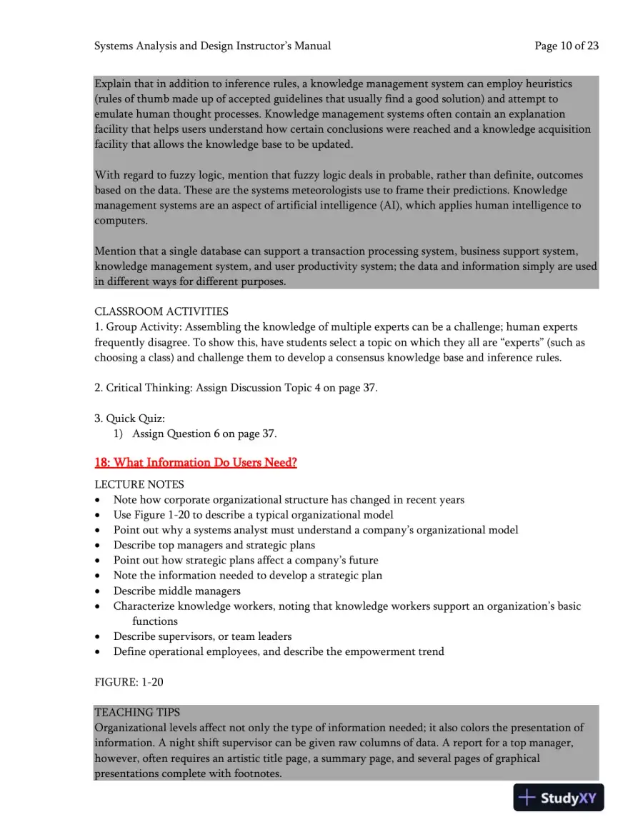Systems Analysis And Desig, 10th Edition Class Notes, page 11