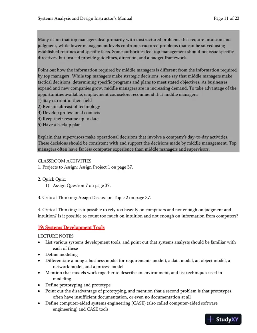 Systems Analysis And Desig, 10th Edition Class Notes, page 12