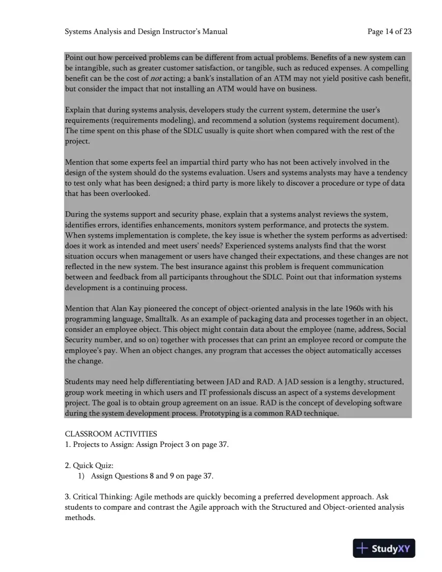 Systems Analysis And Desig, 10th Edition Class Notes, page 15