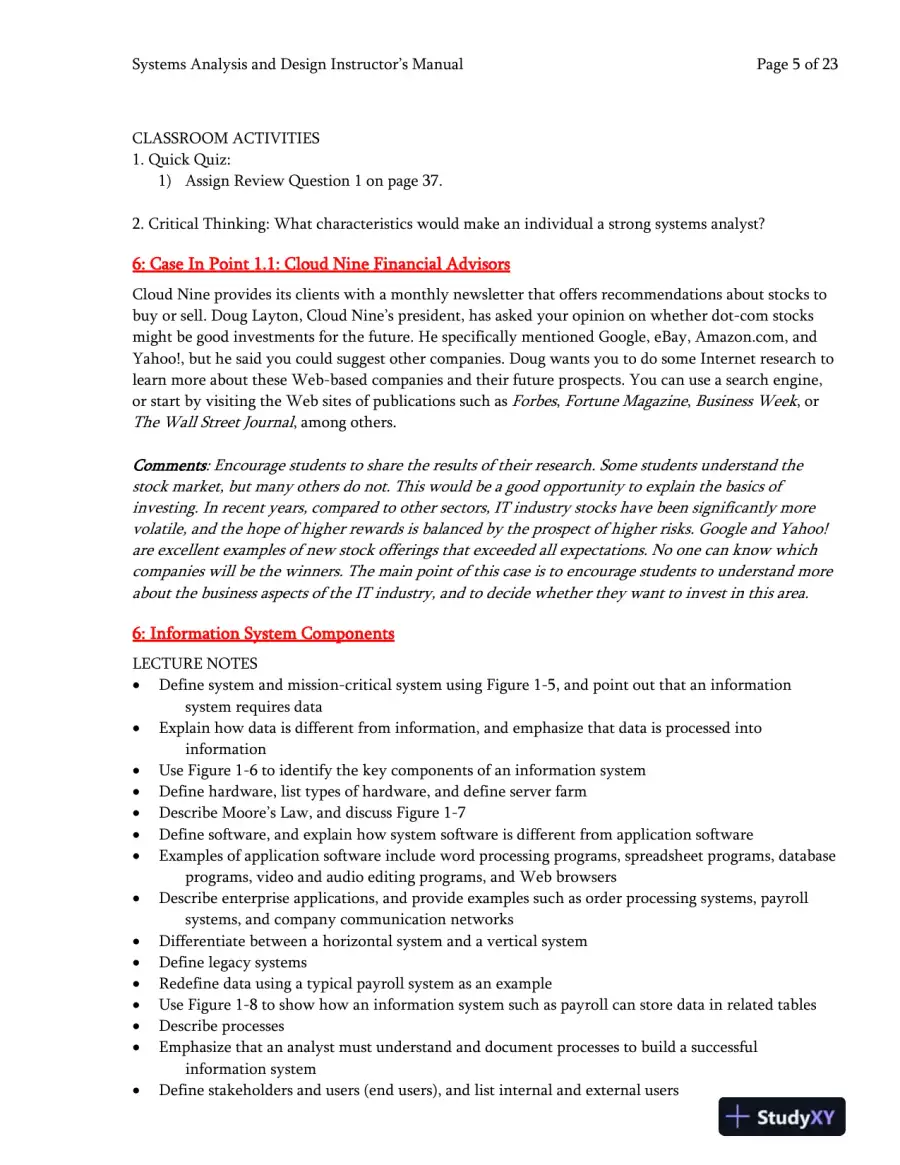 Systems Analysis And Desig, 10th Edition Class Notes, page 6