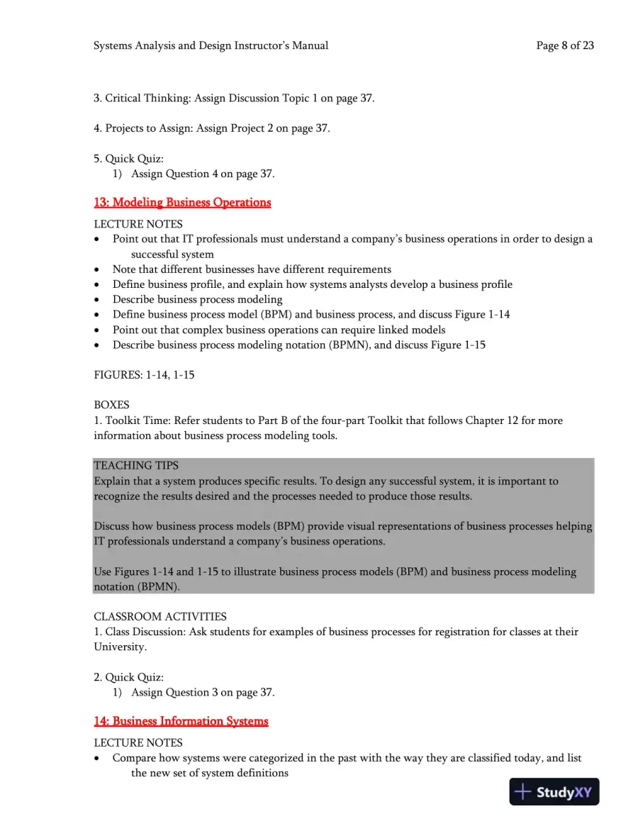Systems Analysis And Desig, 10th Edition Class Notes, page 9