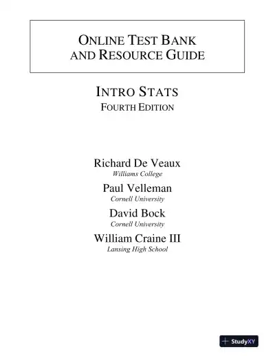 Test Bank for Intro Stats, 4th Edition - Page 1 preview image