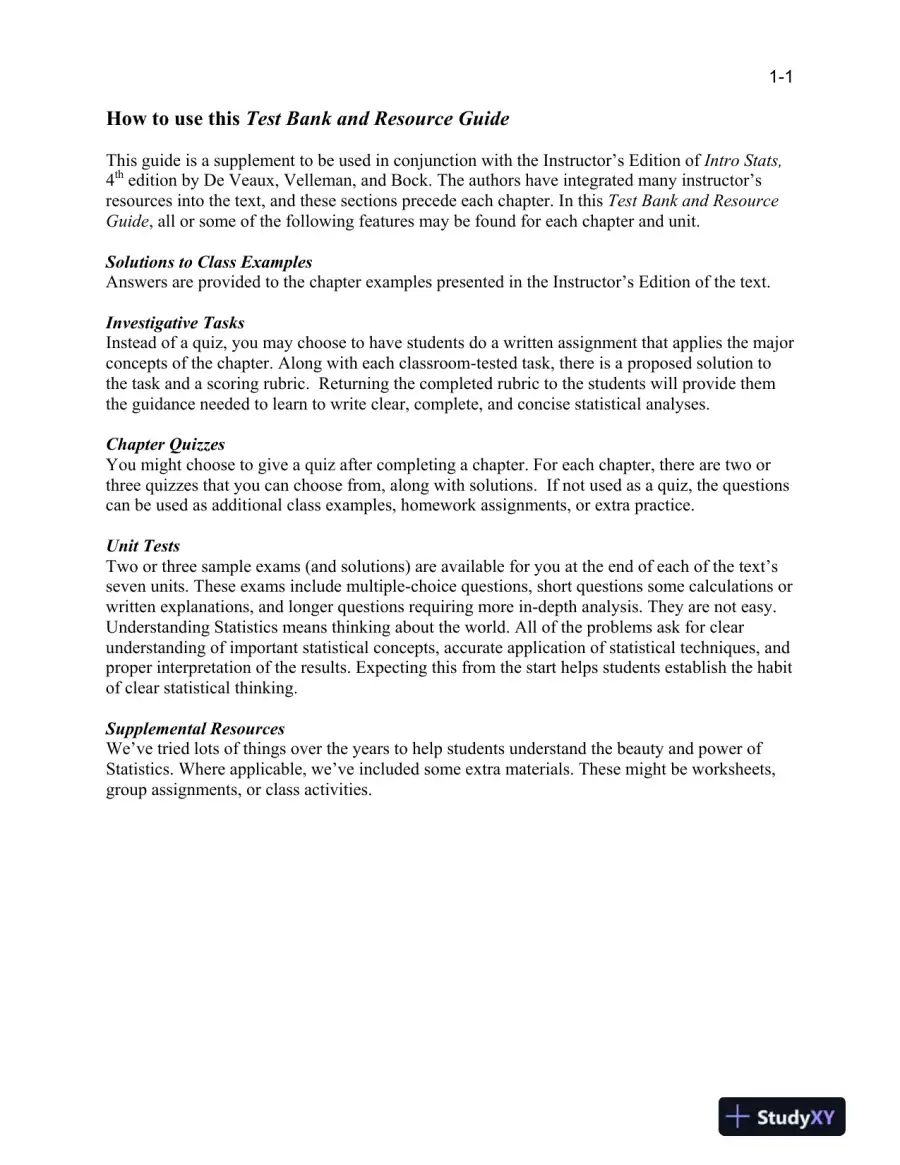 Test Bank for Intro Stats, 4th Edition, page 4