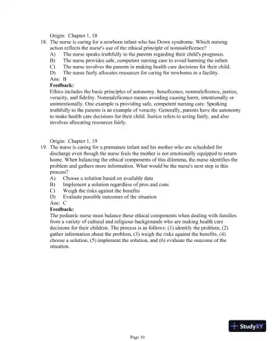 Test Bank For Essentials of Pediatric Nursing, 3th Edition - Page 11 preview image