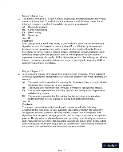 Test Bank For Essentials of Pediatric Nursing, 3th Edition - Page 13 preview image