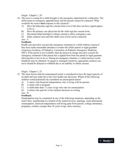 Test Bank For Essentials of Pediatric Nursing, 3th Edition - Page 14 preview image