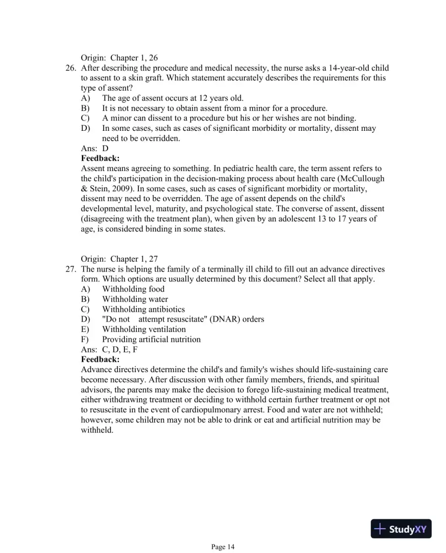 Test Bank For Essentials of Pediatric Nursing, 3th Edition, page 15