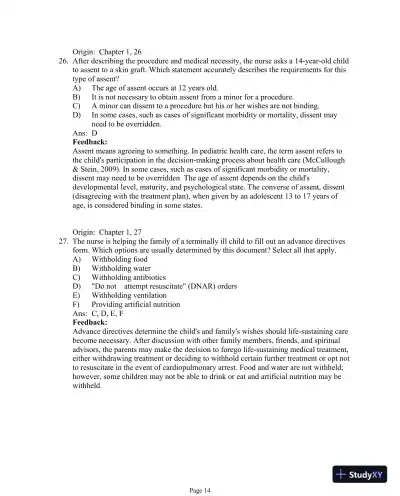 Test Bank For Essentials of Pediatric Nursing, 3th Edition - Page 15 preview image