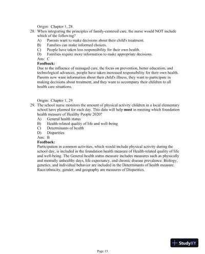 Test Bank For Essentials of Pediatric Nursing, 3th Edition - Page 16 preview image