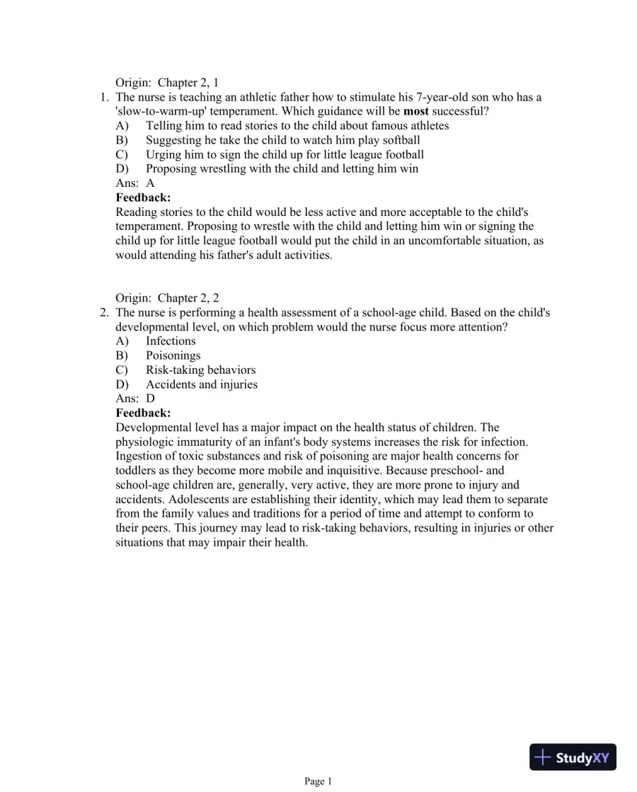 Test Bank For Essentials of Pediatric Nursing, 3th Edition, page 19