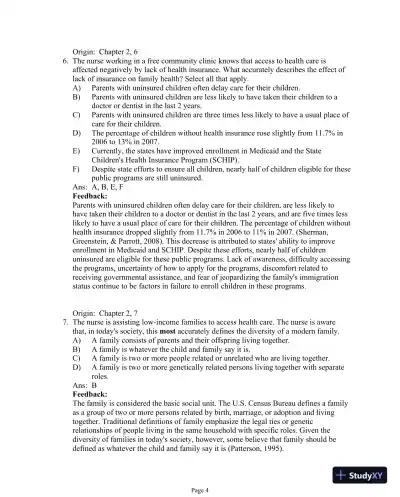 Test Bank For Essentials of Pediatric Nursing, 3th Edition - Page 22 preview image