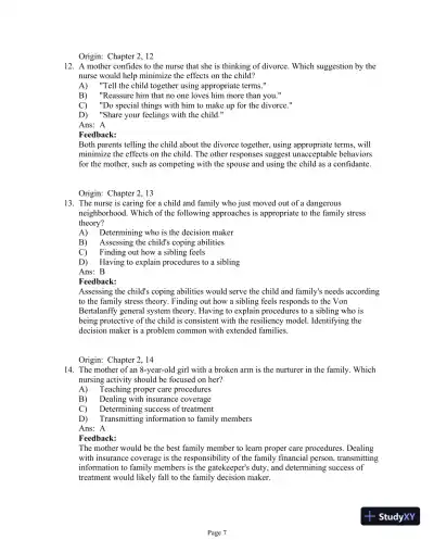 Test Bank For Essentials of Pediatric Nursing, 3th Edition - Page 25 preview image