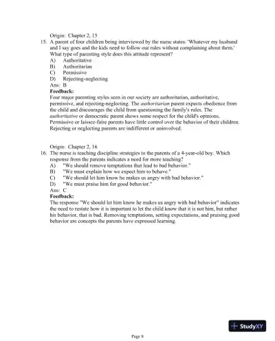 Test Bank For Essentials of Pediatric Nursing, 3th Edition - Page 26 preview image