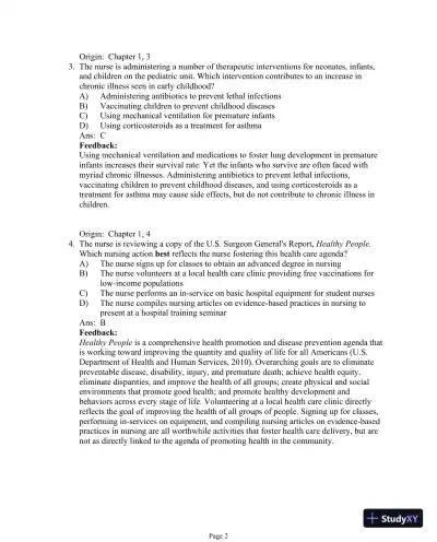 Test Bank For Essentials of Pediatric Nursing, 3th Edition - Page 3 preview image