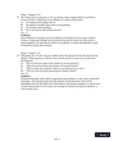 Test Bank For Essentials of Pediatric Nursing, 3th Edition - Page 30 preview image