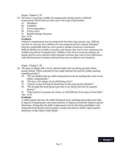 Test Bank For Essentials of Pediatric Nursing, 3th Edition - Page 31 preview image