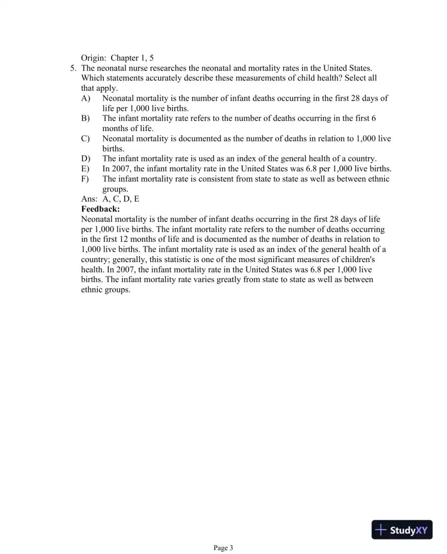 Test Bank For Essentials of Pediatric Nursing, 3th Edition, page 4