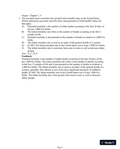 Test Bank For Essentials of Pediatric Nursing, 3th Edition - Page 4 preview image