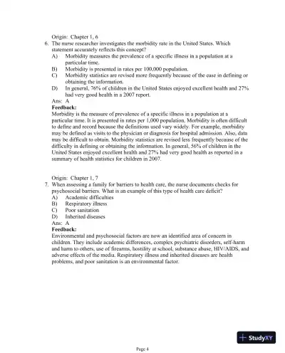 Test Bank For Essentials of Pediatric Nursing, 3th Edition - Page 5 preview image