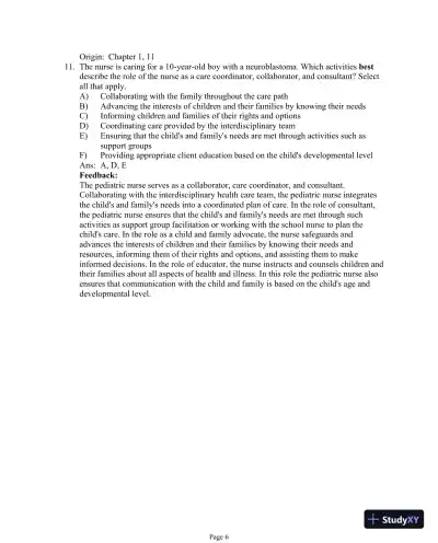 Test Bank For Essentials of Pediatric Nursing, 3th Edition - Page 7 preview image