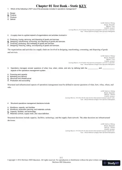Managing Operations Across the Supply Chain 3rd Edition Test Bank - Page 1 preview image
