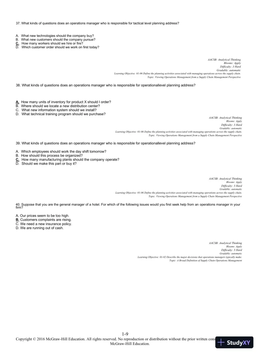 Managing Operations Across the Supply Chain 3rd Edition Test Bank, page 10