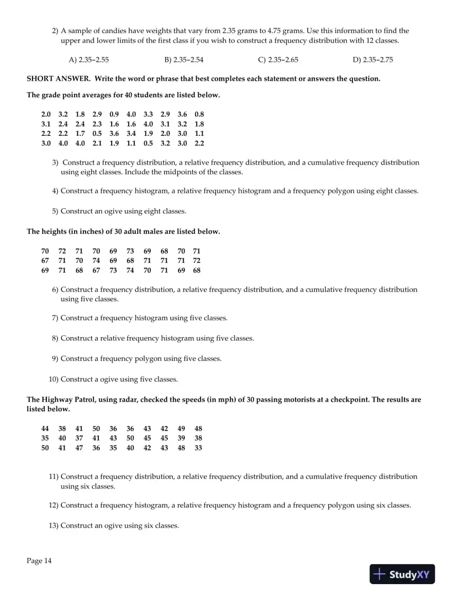 Elementary Statistics: Picturing the World, 6th Edition Test Bank, page 15