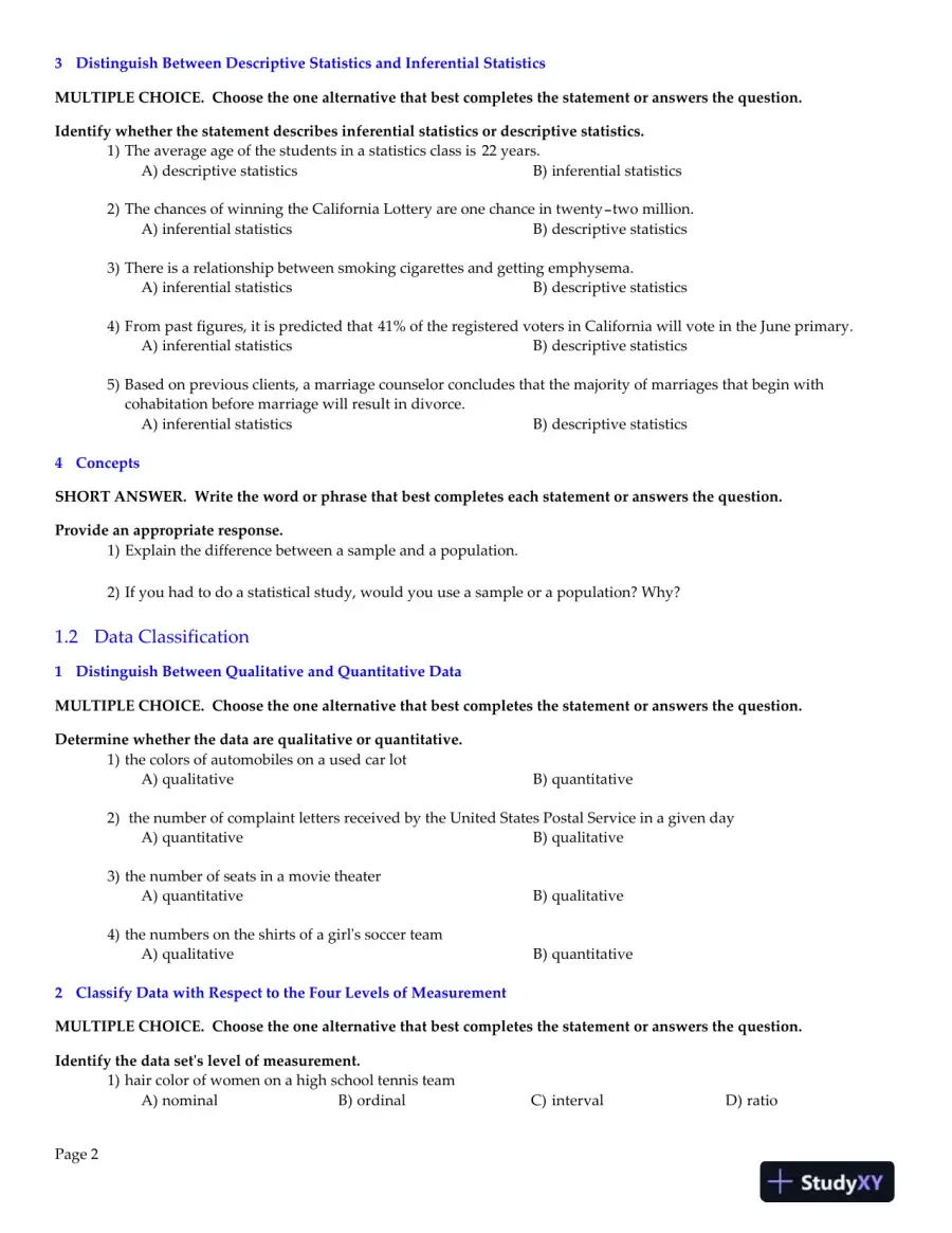 Elementary Statistics: Picturing the World, 6th Edition Test Bank, page 3