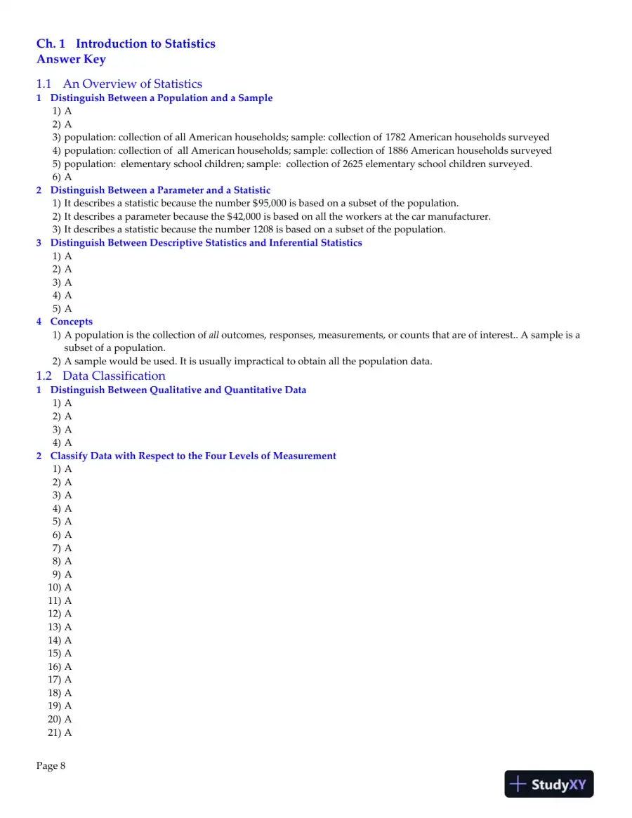Elementary Statistics: Picturing the World, 6th Edition Test Bank, page 9