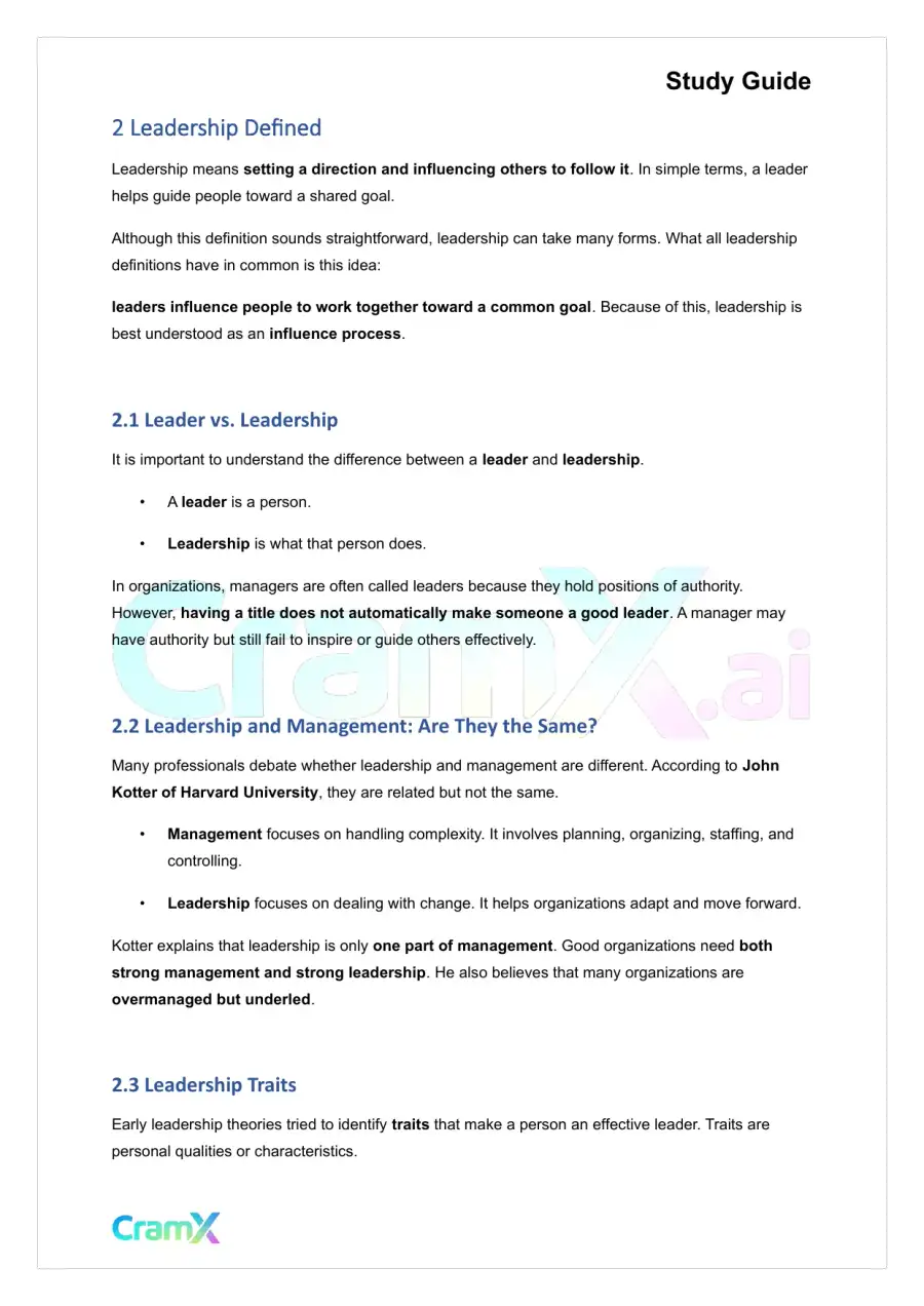 Principles of Management - Leadership and Management, page 4