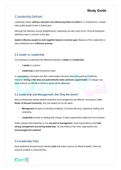 Principles of Management - Leadership and Management - Page 4 preview image