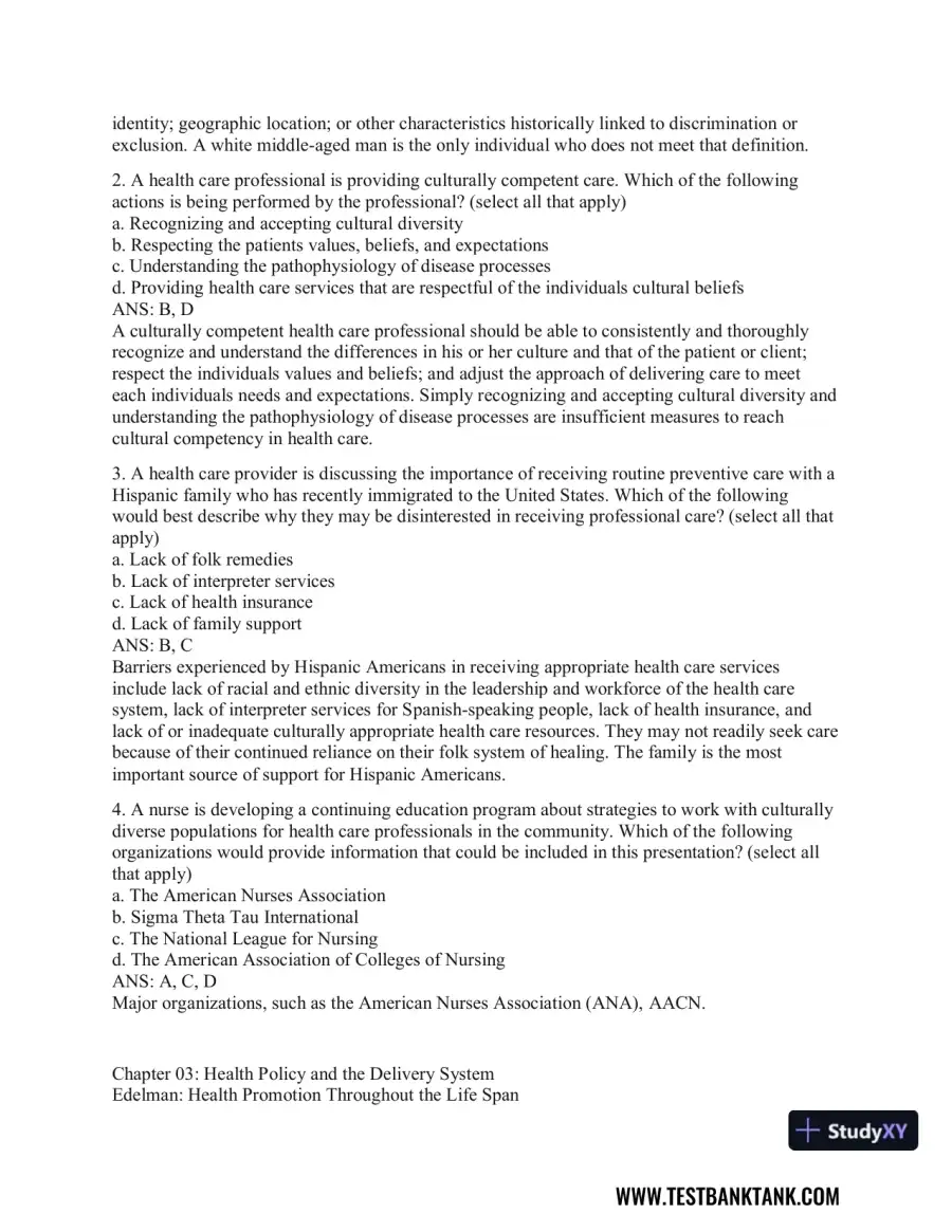 Health Promotion Throughout the Life Span 9th Edition Test Bank, page 13