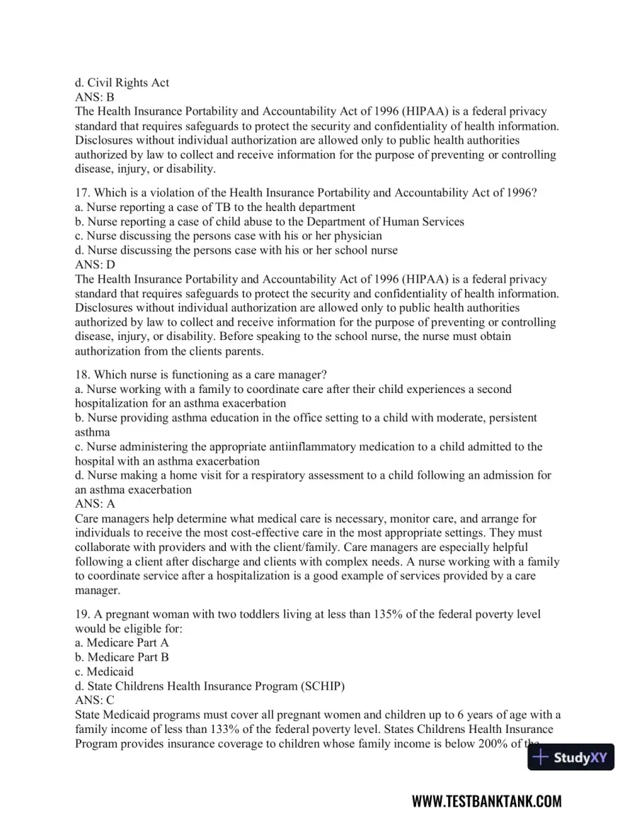 Health Promotion Throughout the Life Span 9th Edition Test Bank, page 18